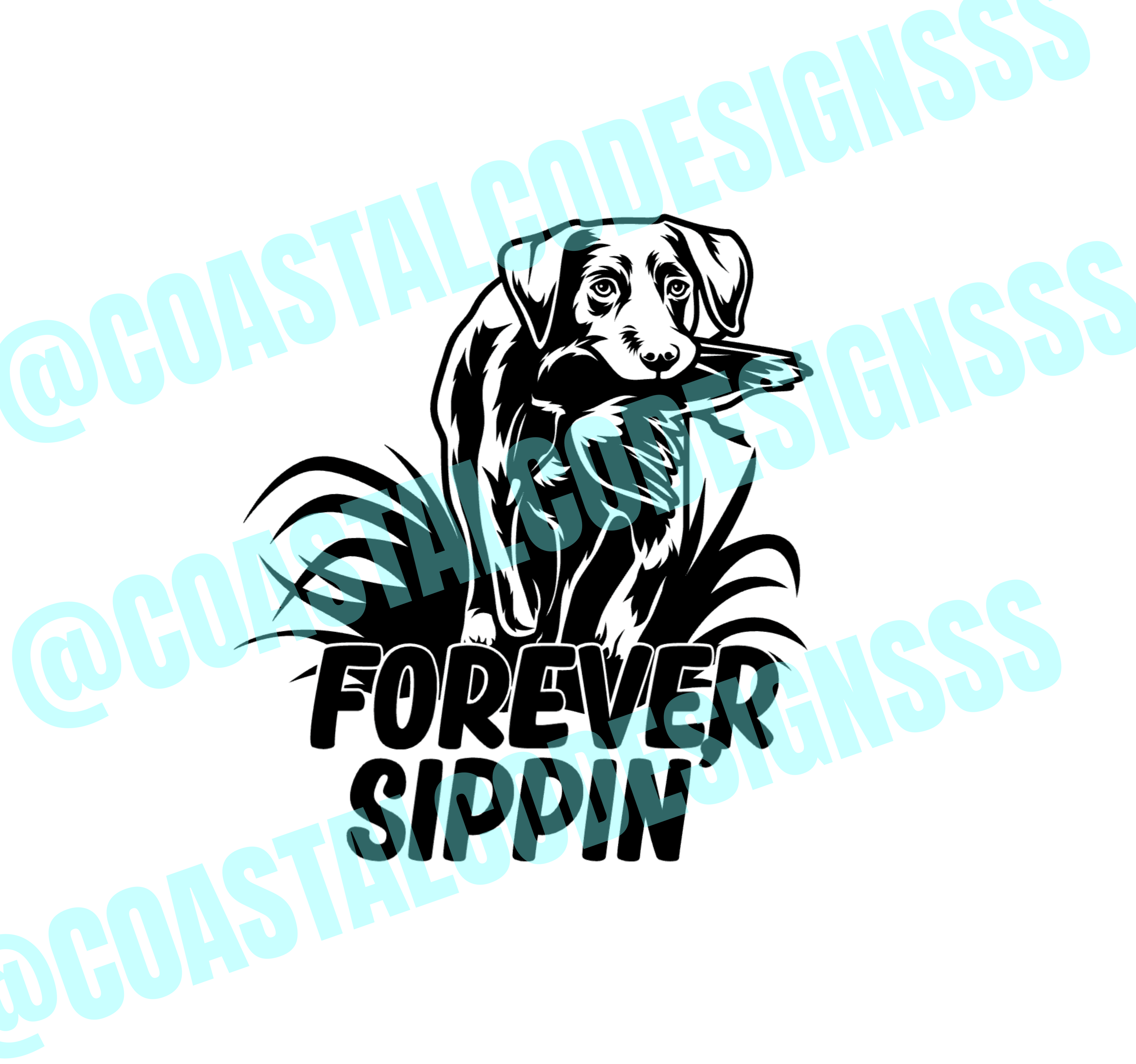 FOREVER SIPPIN' DOG DECAL image 0
