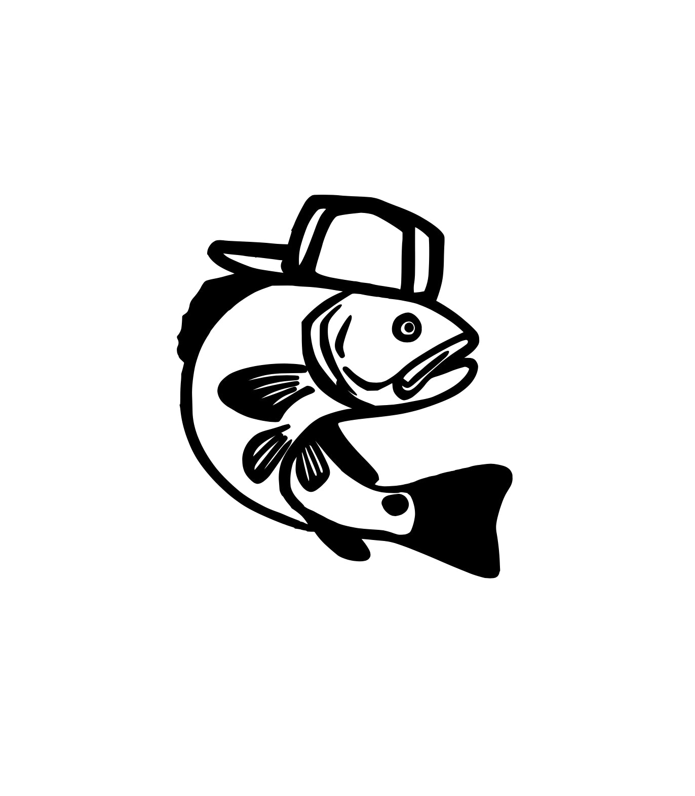 FISH WITH BACKWARDS HAT DECAL image 0