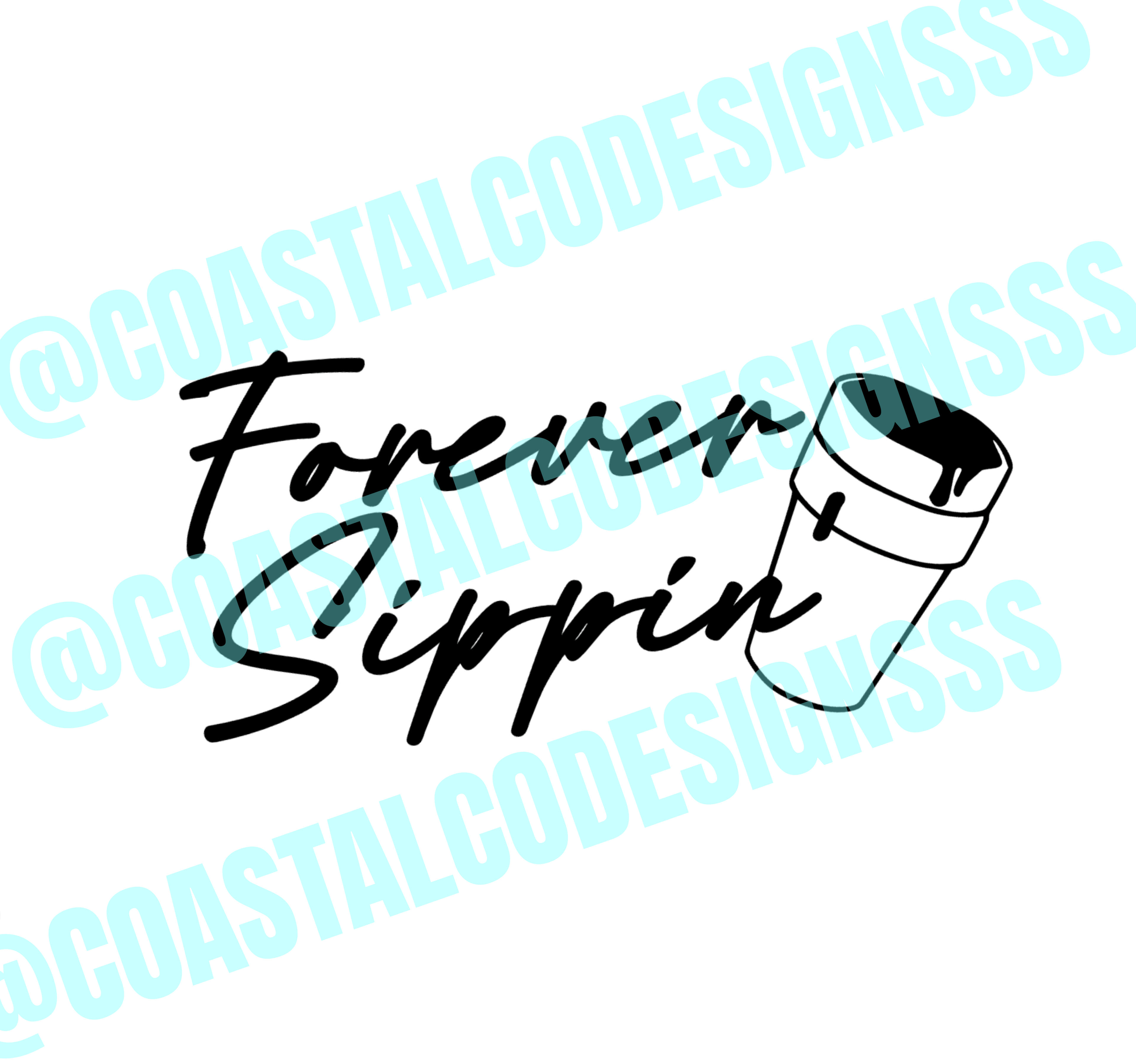 FOREVER SIPPIN' SCRIPT DECAL image 0