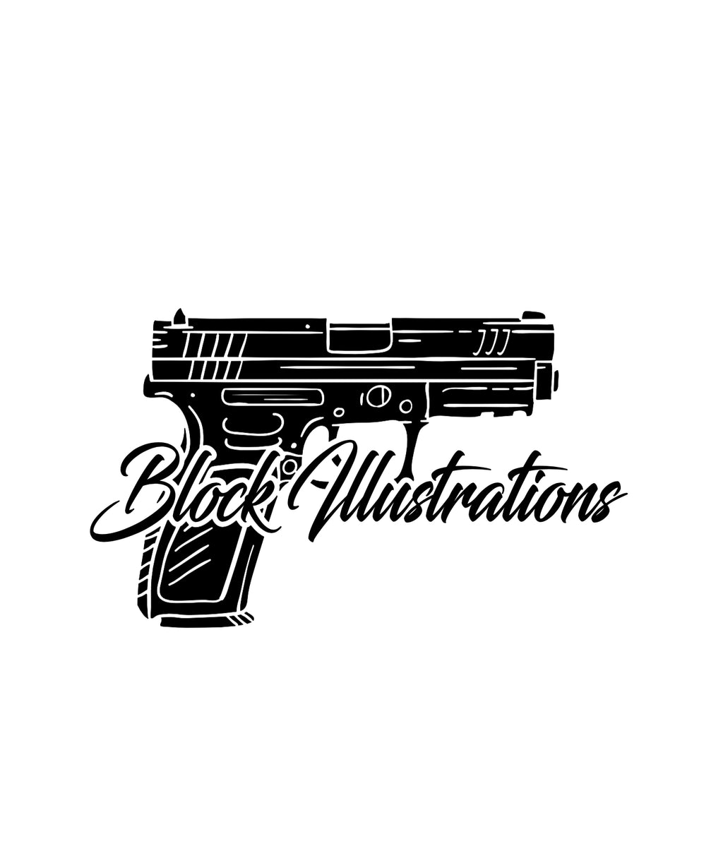 BLOCK  ILLUSTRATIONS GUN DECAL image 0