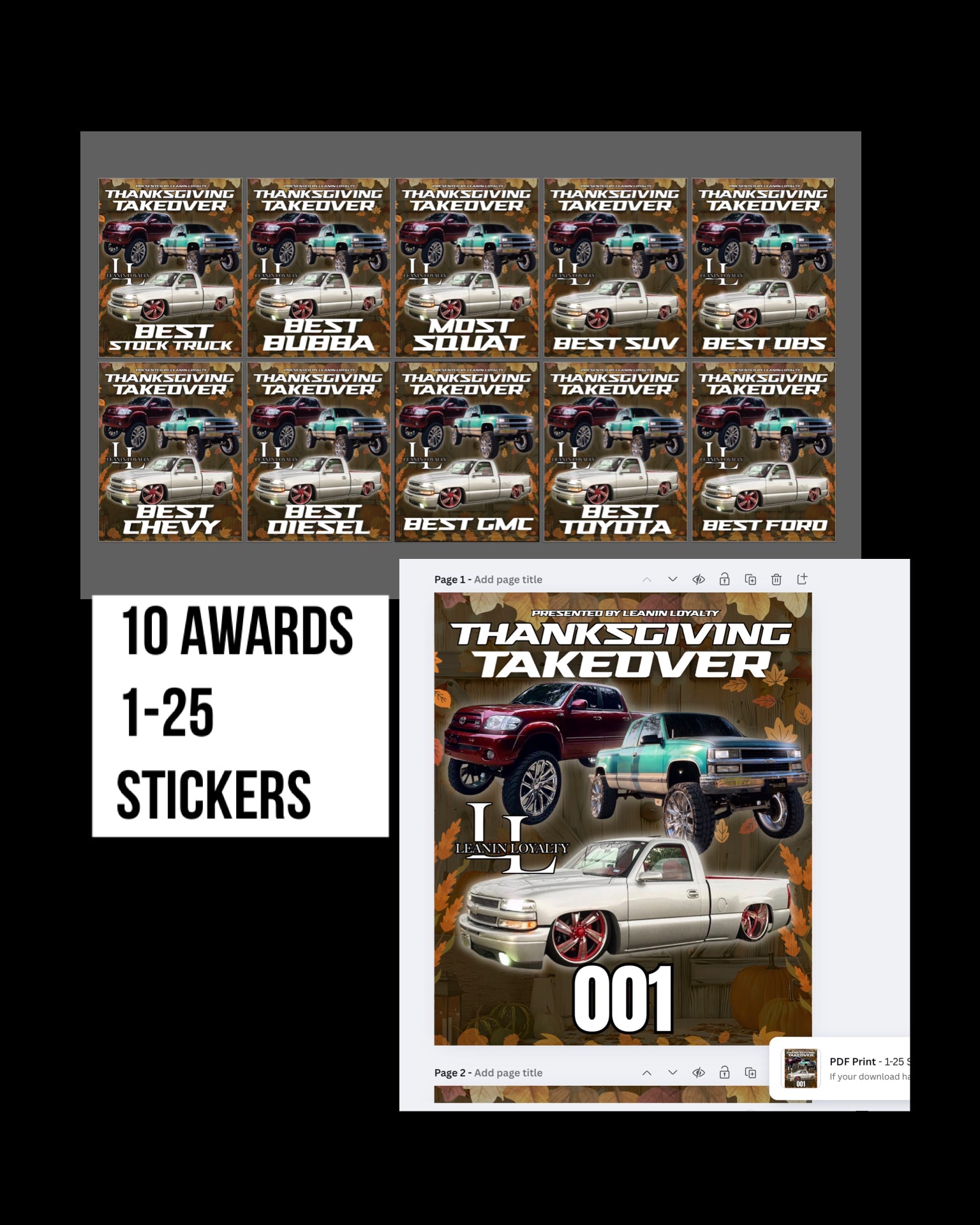 THANKSGIVING TAKEOVER AWARDS AND STICKERS