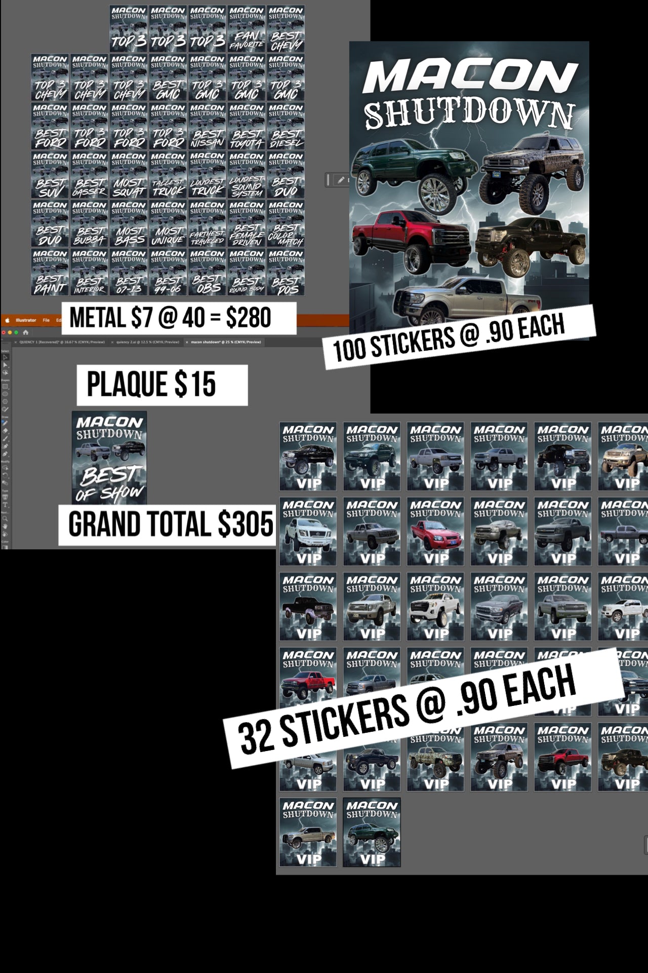 MACON SHUTDOWN AWARDS AND STICKERS  image 0