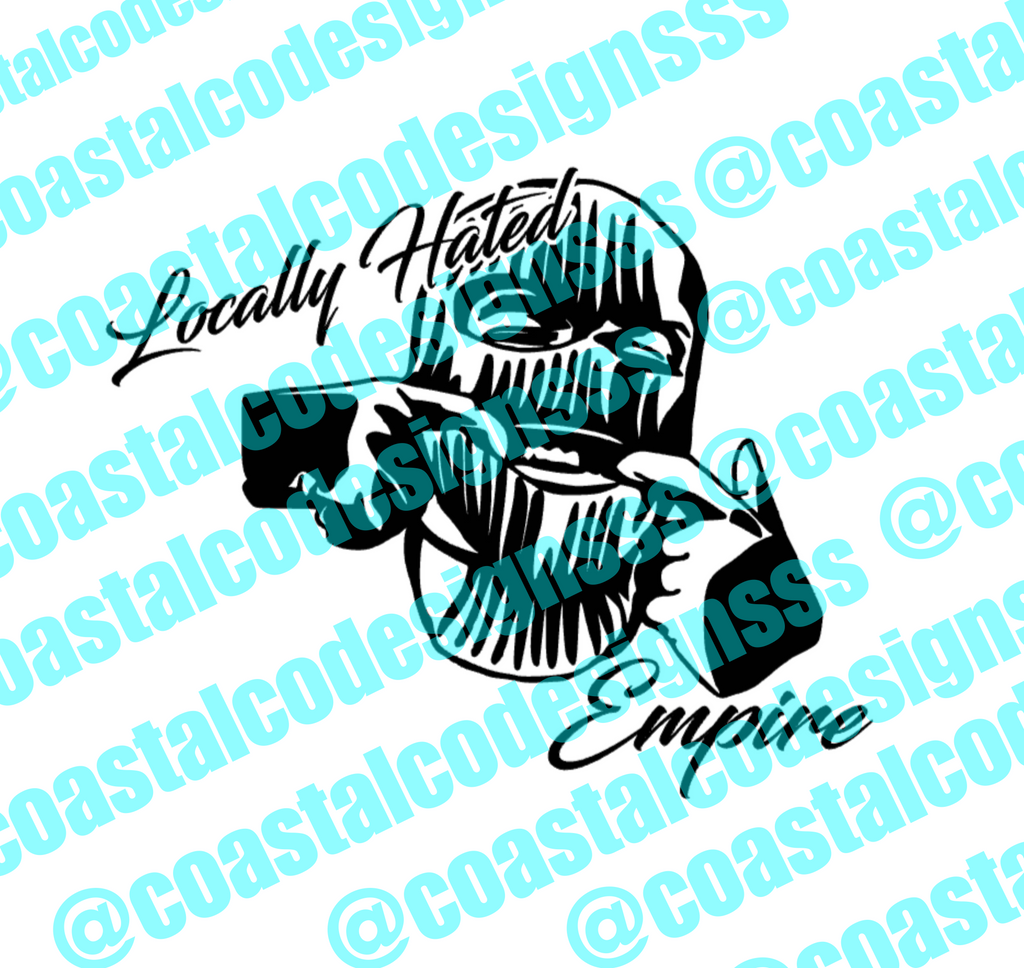 LOCALLY HATED EMPIRE SKI MASK DECAL