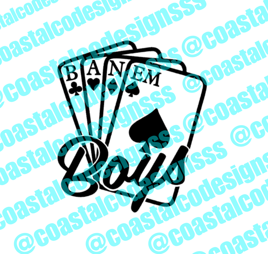 BAN EM BOYS CARDS DECAL 1